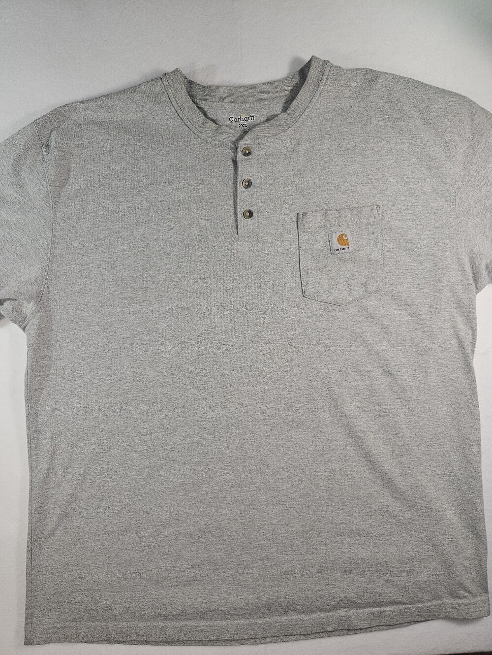 Carhartt Men's Light Gray Henley Short Sleeve Pocket Tee Size 2XL